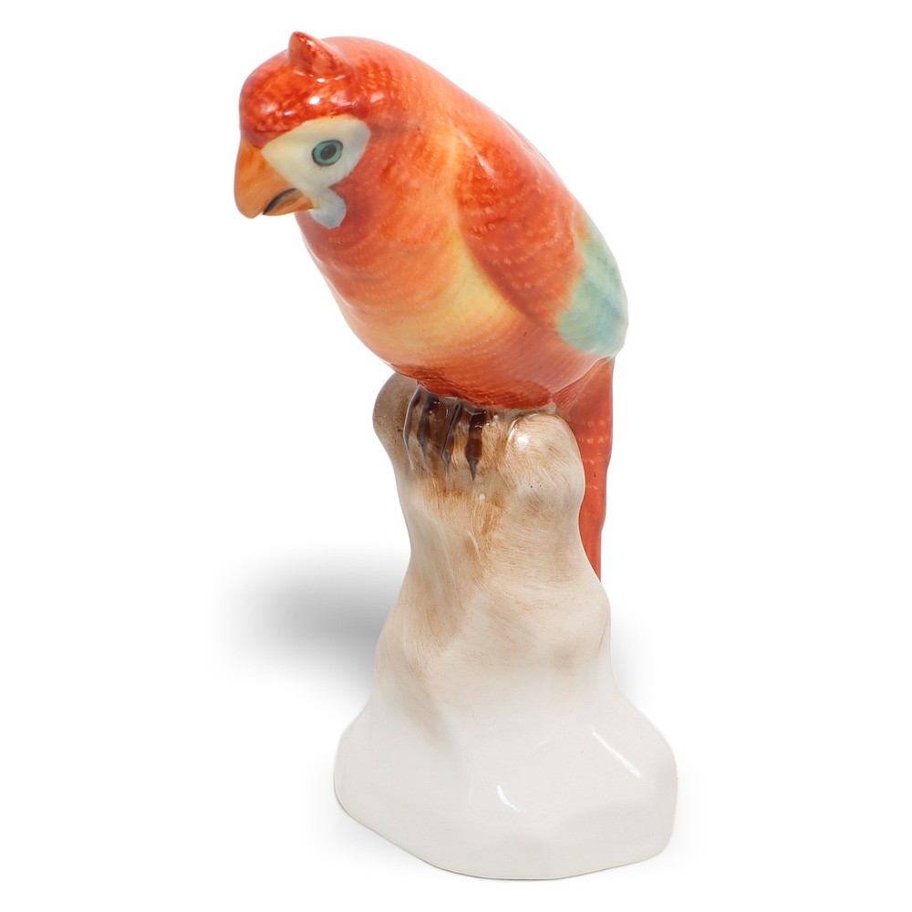 Herend Red Parrot Vintage Figurine - Hungary Porcelain Bird - Hand Painted - Rot
