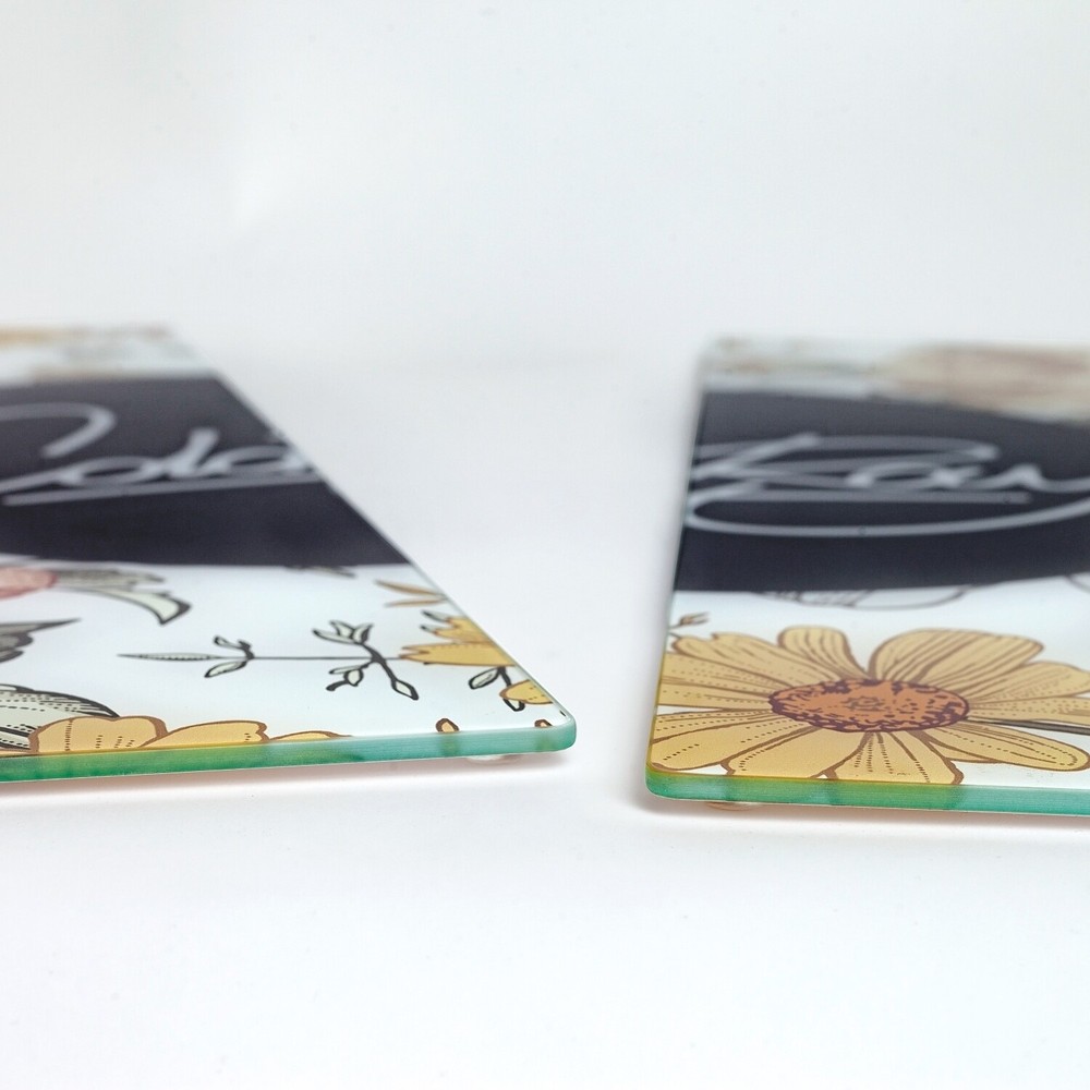 Glass Chopping Cutting Board Delicate Floral Soft Minimalistic Flowers 2x30x52