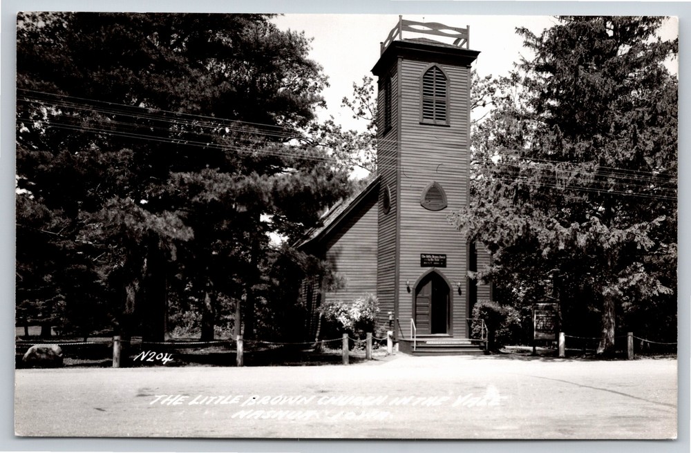 RPPC~Nashua Iowa~Little Brown Church In The Vale Front View~Real Photo Postcard