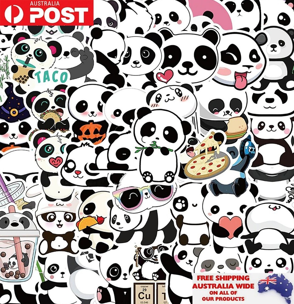 50pcs Cute Panda Sticker Pack Waterproof Graffiti Phone Laptop Luggage Decal