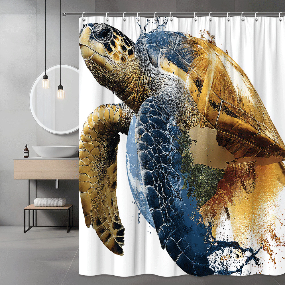 Sea Turtle Shower Curtain Ocean Wildlife Graphic Print