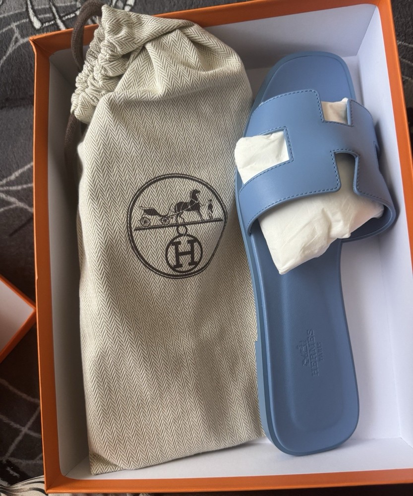 HERMÈS Light Blue Women's Sandals Size 41 US 10