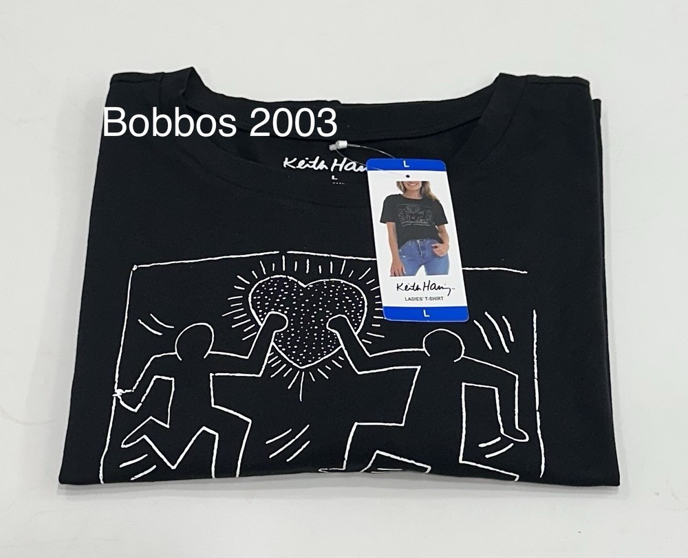 Keith Haring Women's Short Sleeve Graphic T-Shirt, Black, Size L