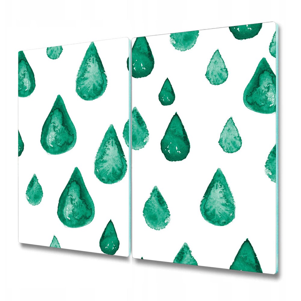 Glass Worktop Saver Kitchen Turquoise raindrops Watercolour teardrops for