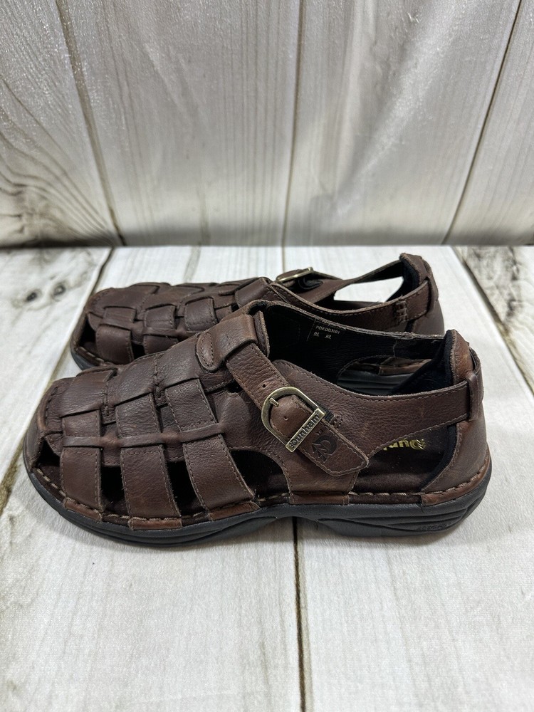 DUNHAM RUGGARDS Leather Fisherman Sandals for Men Size 10D Brown Buckle Closure