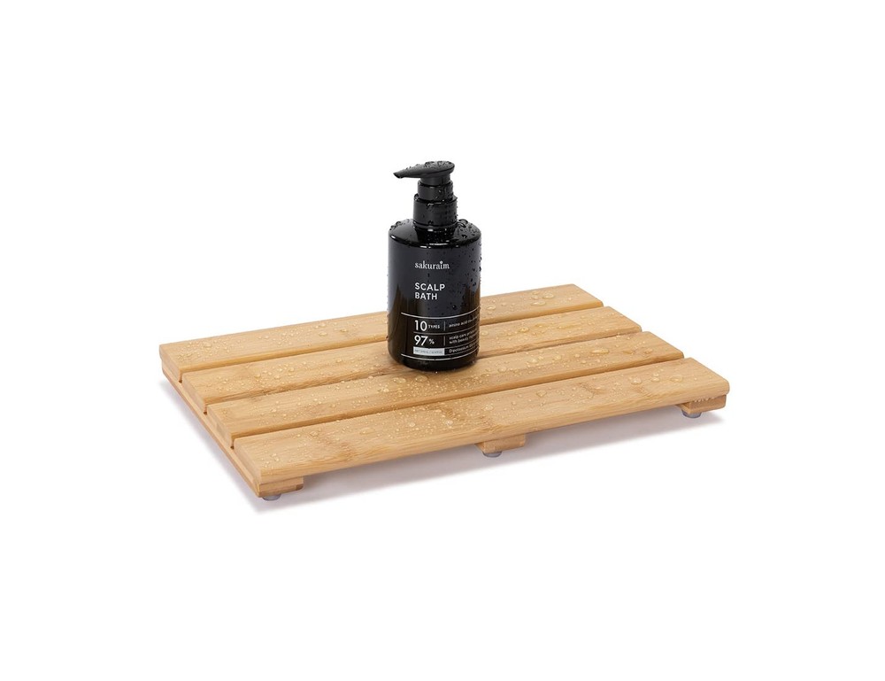 Wooden Mini Bath Shower Mats for Compact Bathroom Flooring