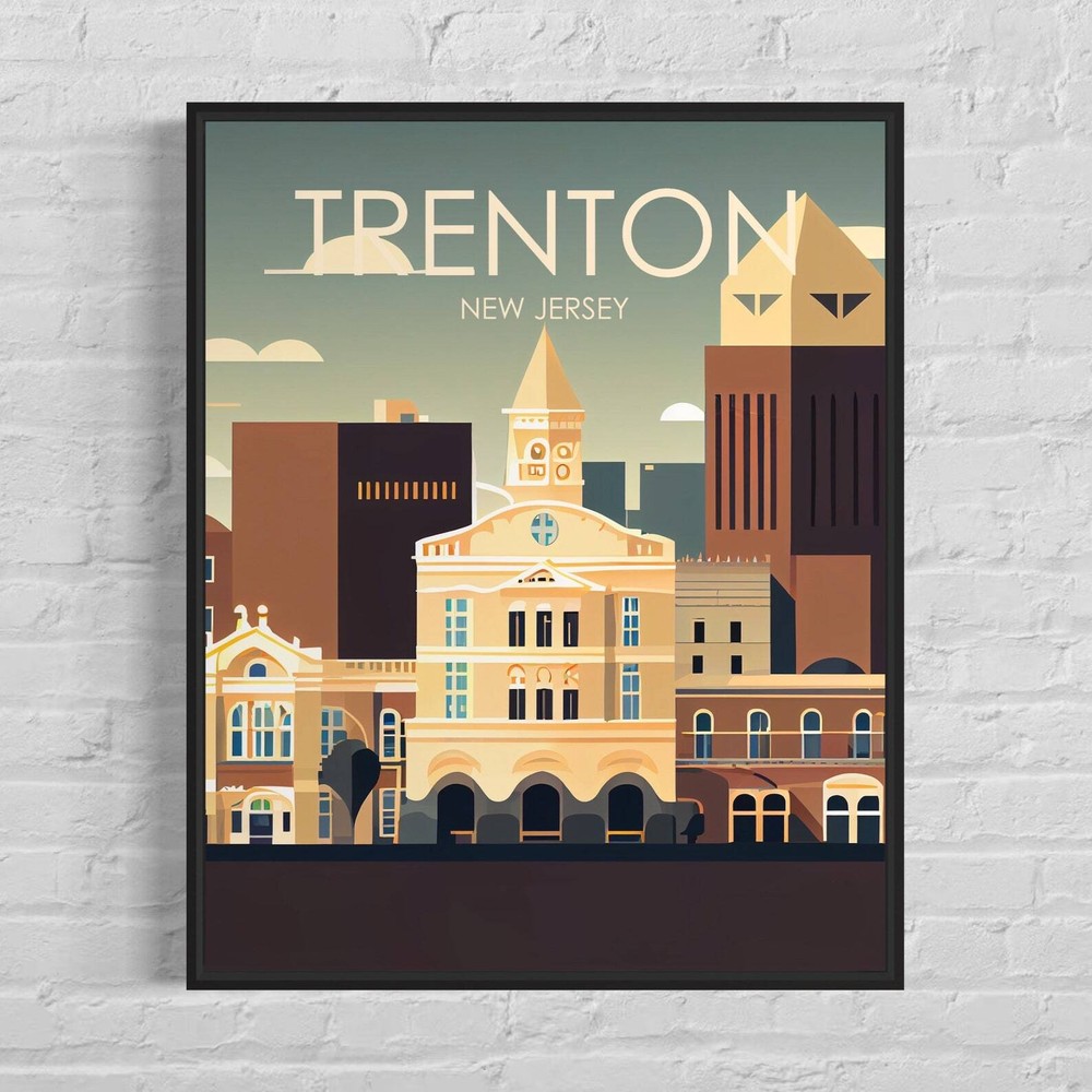 Trenton New Jersey Retro Art Print Trenton Wall Art Illustration Trenton