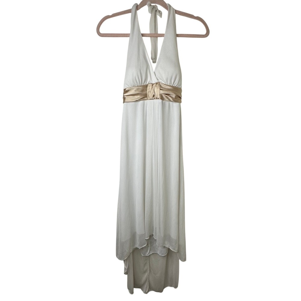 Md Y2K VTG Speechless White Sparkle Halter Dress Hoco Fairy Ethereal Coquette