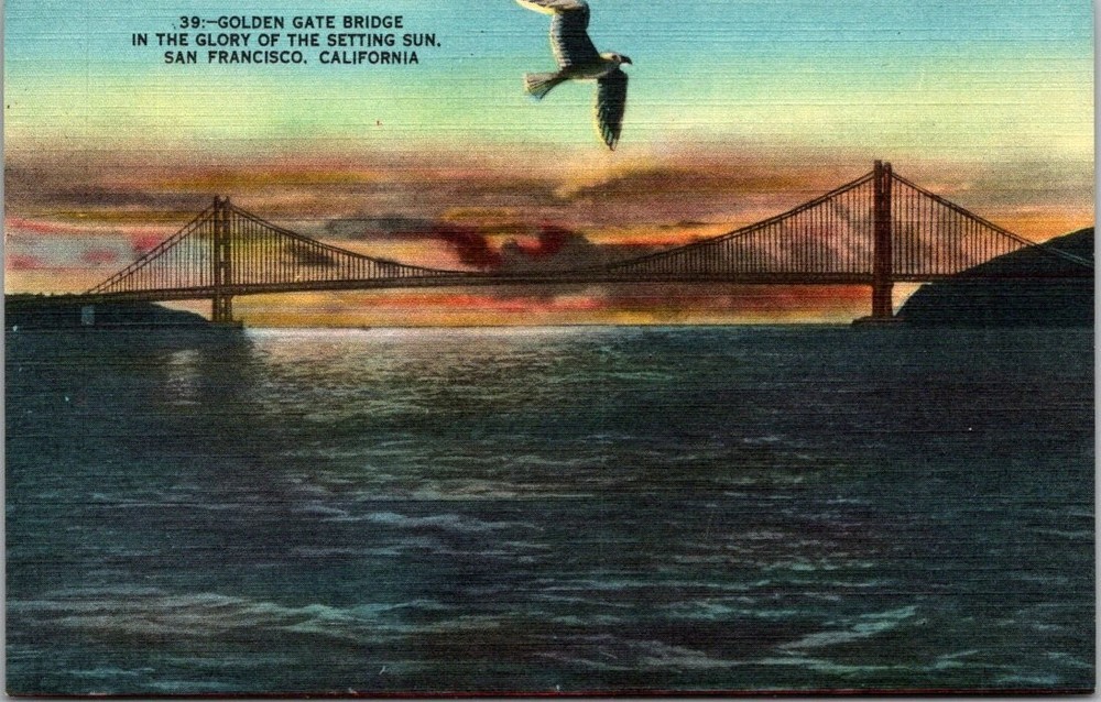 Golden Gate Bridge Sunset Postcard San Francisco CA Metrocraft Unposted