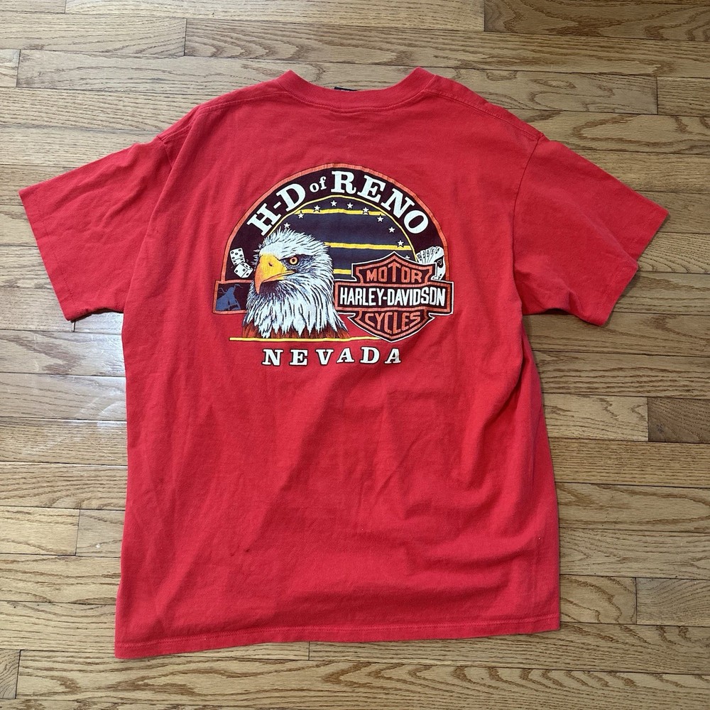 Vintage Harley-Davidson Reno Nevada Eagle Pocket T-Shirt Men’s XXL Red 90s