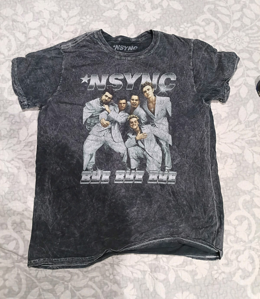 Goodie Two Sleeves NSYNC Bye Bye Bye Gray Graphic Print T-Shirt S/M Cotton