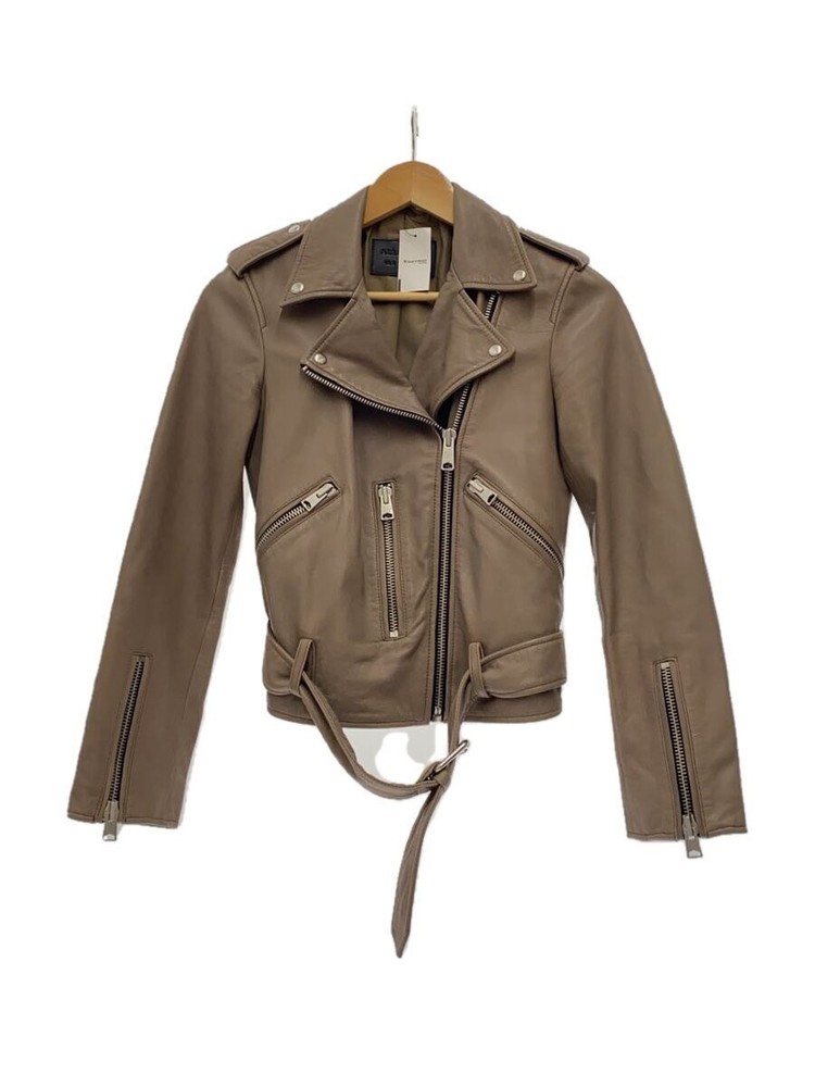 Allsaints Neck Stain/Uk3/Double Riders Jacket/-/Leather/Beg/As263596R 3498