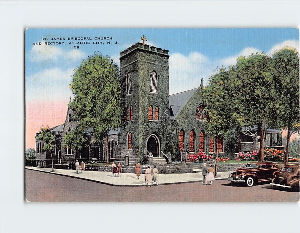Postcard St. James Episcopal Church & Rectory Atlantic City NJ USA