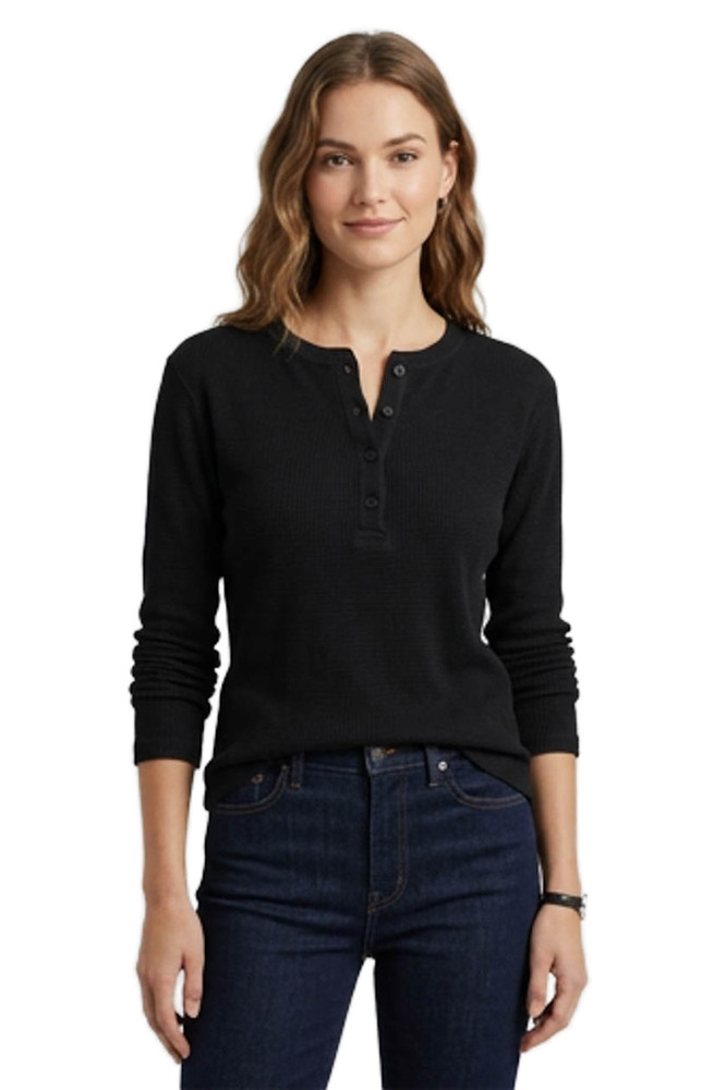 Re/Done x Hanes Women Black Cotton V Neck Long Sleeve Shirt Size SFree Shipping in US $100+ Orders | $6.95 Orders Below