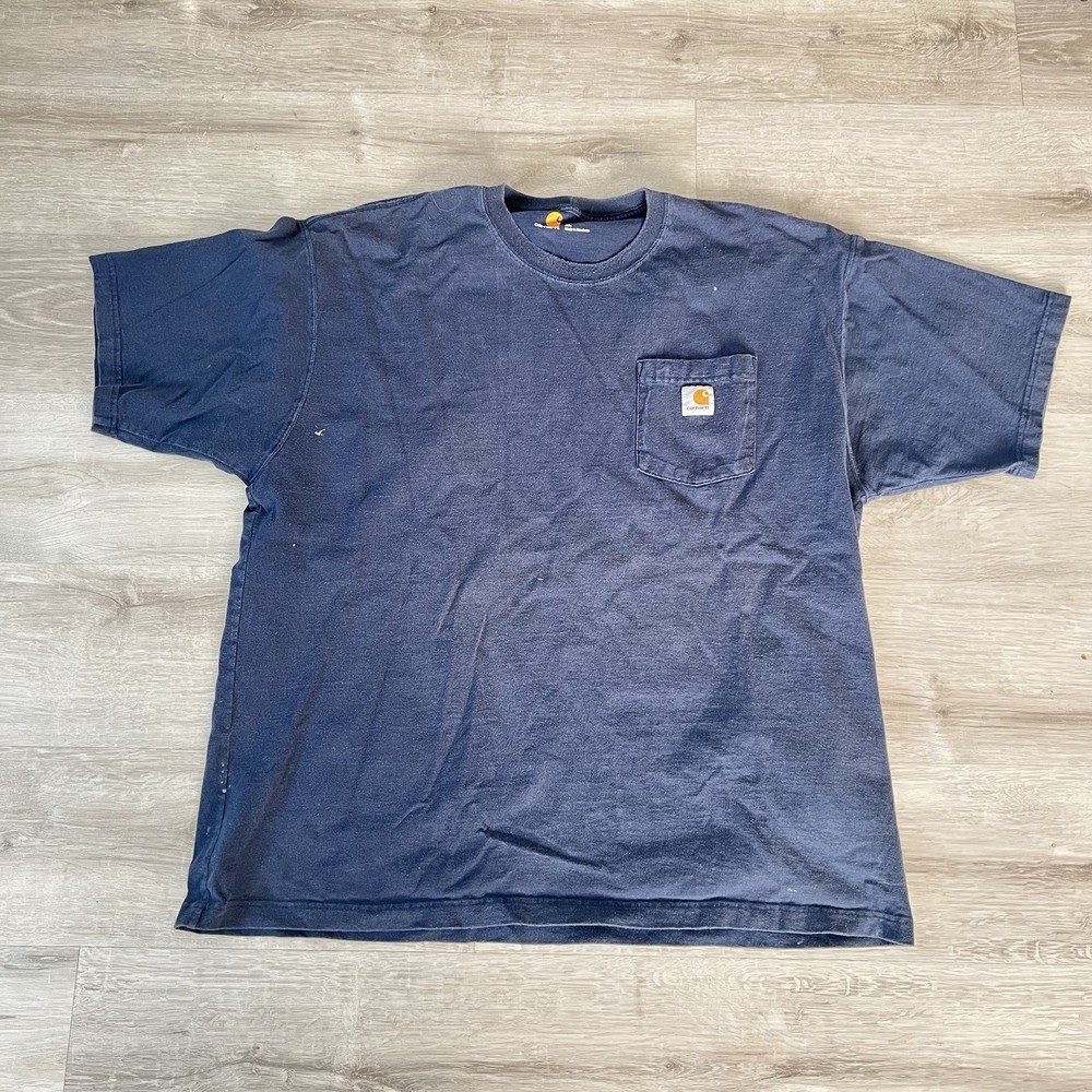Carhartt T-Shirt Navy Short Sleeve Sz XL Original Fit Front Pocket