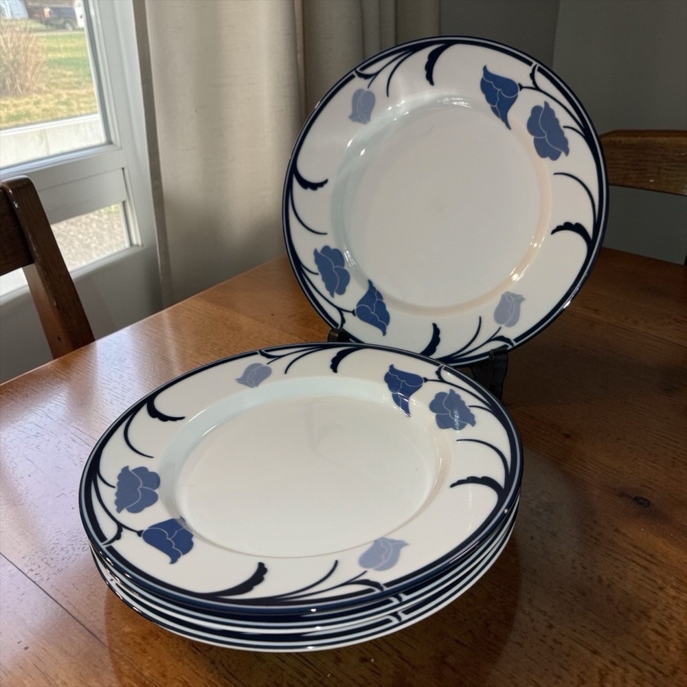 Dansk Set of 4 Tivoli Belles Fleurs Blue And White Salad Plates 9