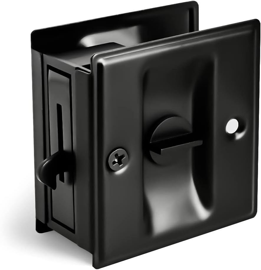 Sliding Door Privacy Lock with Pull Handle - Replace Worn Pocket Door Hardware