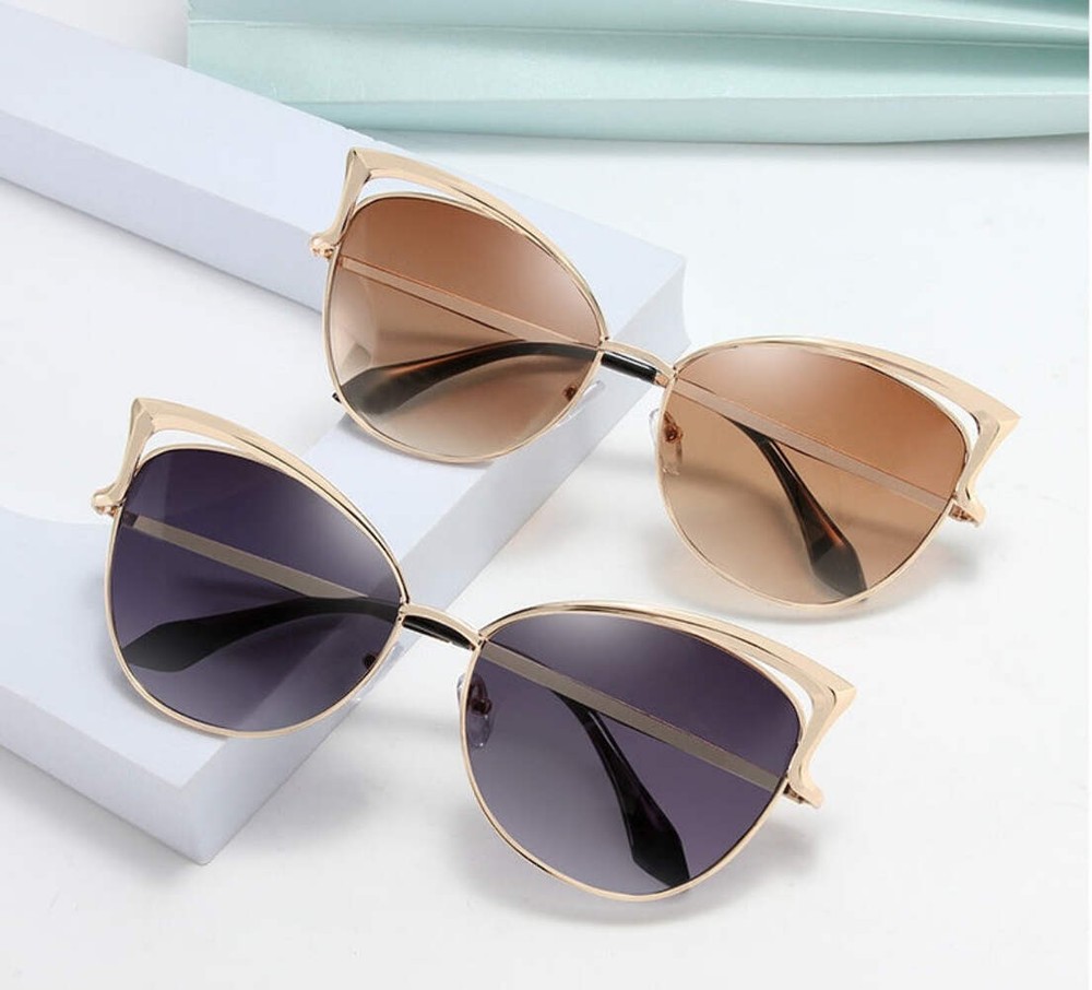 Stylish Cat Eye Sunglasses with Metal Frame, Lightweight Design for Women, Europ
