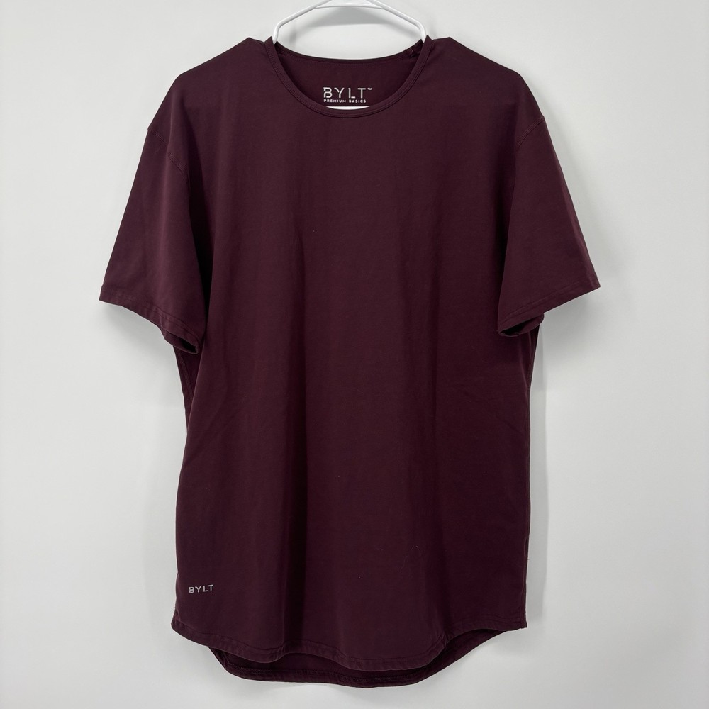 BYLT Basics Drop Cut Lux T Shirt Men's Size Large Maroon Short Sleeve