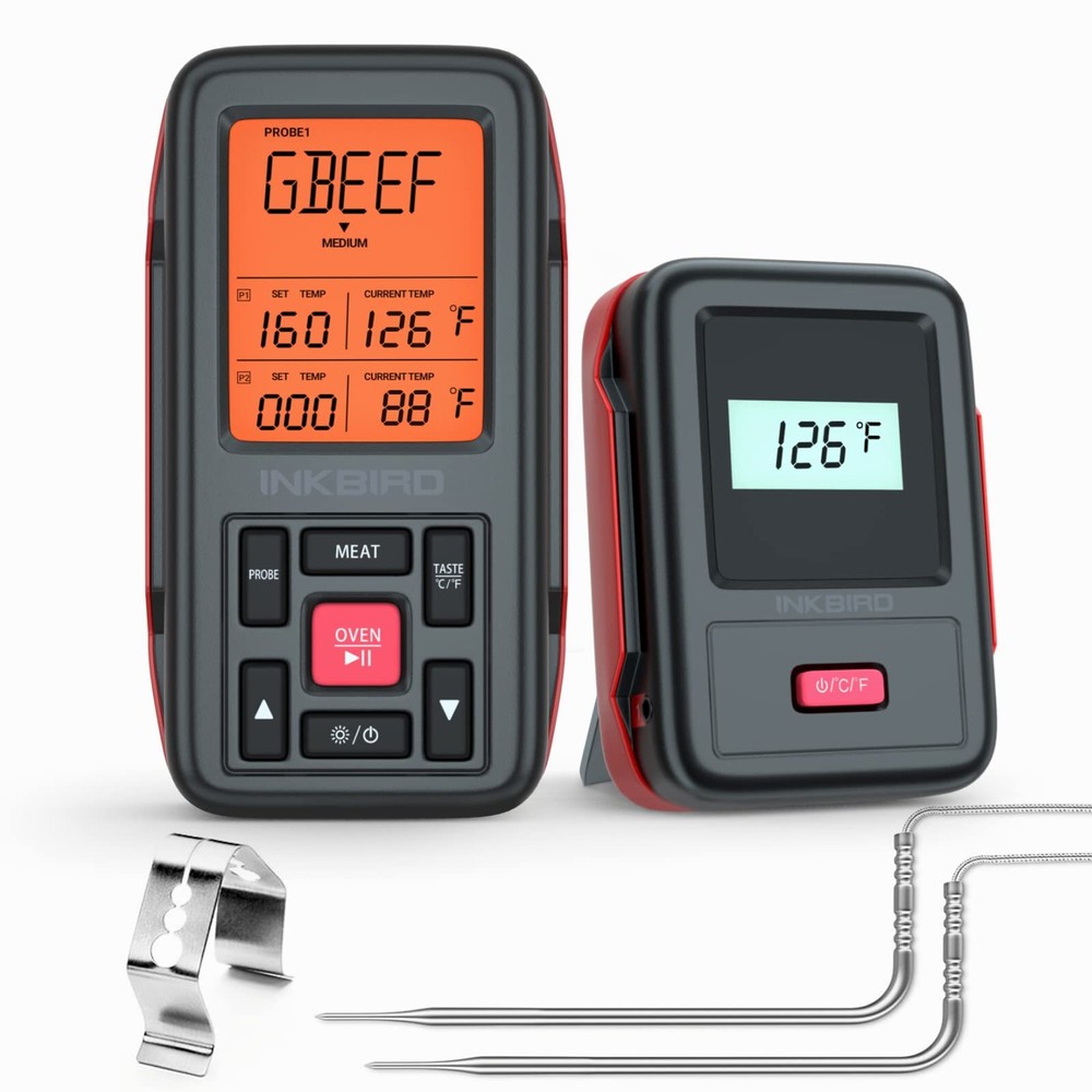Wireless Meat Thermometer 500FT Dual Probes BBQ Grill Timer Make Offer!