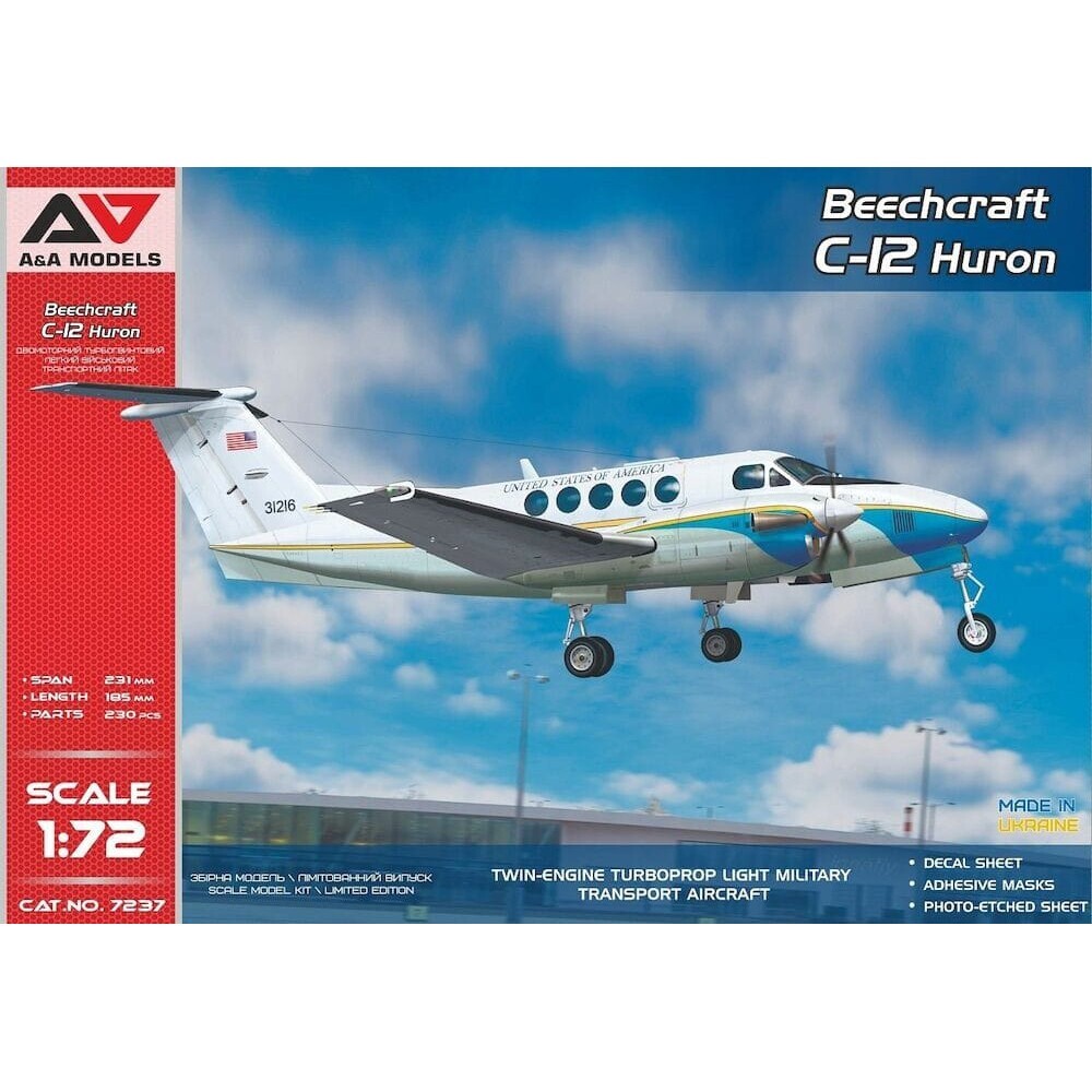 1:72 Scale Beechcraft C-12 Huron Aircraft Model Kit by A&A Models AA7237