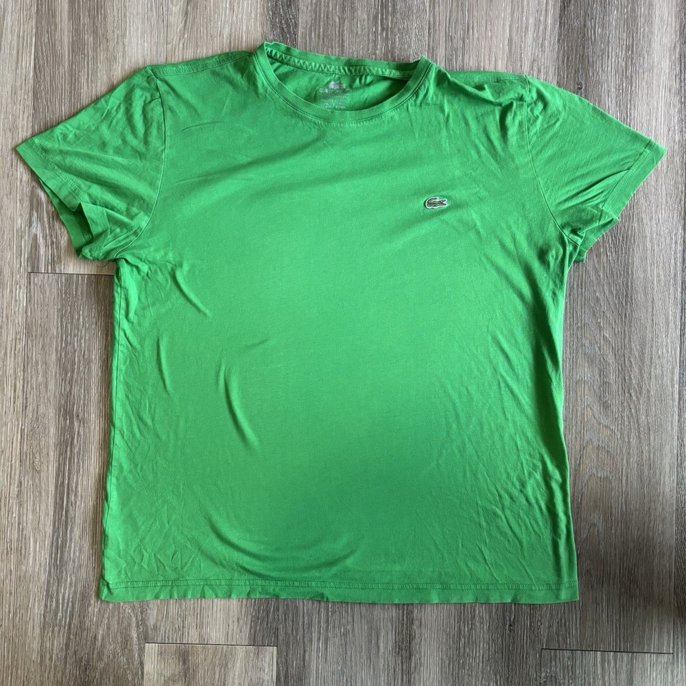 Lacoste Men’s Green Pima Cotton Crew Neck T-Shirt Crocodile Logo Size L