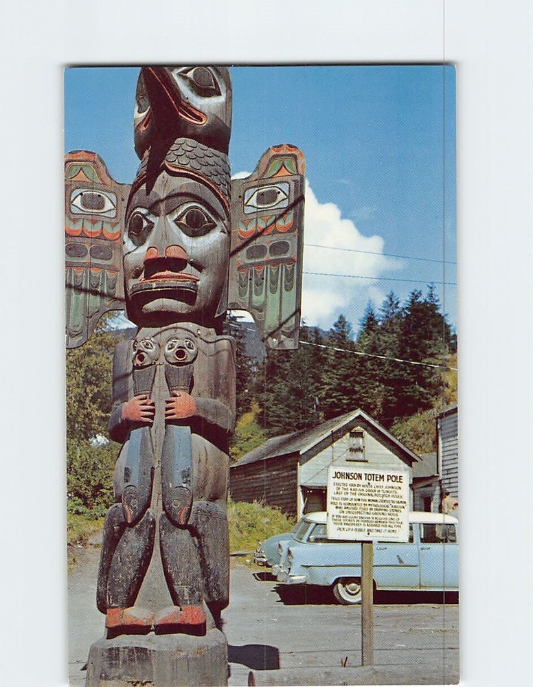 Postcard Johnson Totem Pole Ketchikan Alaska USA