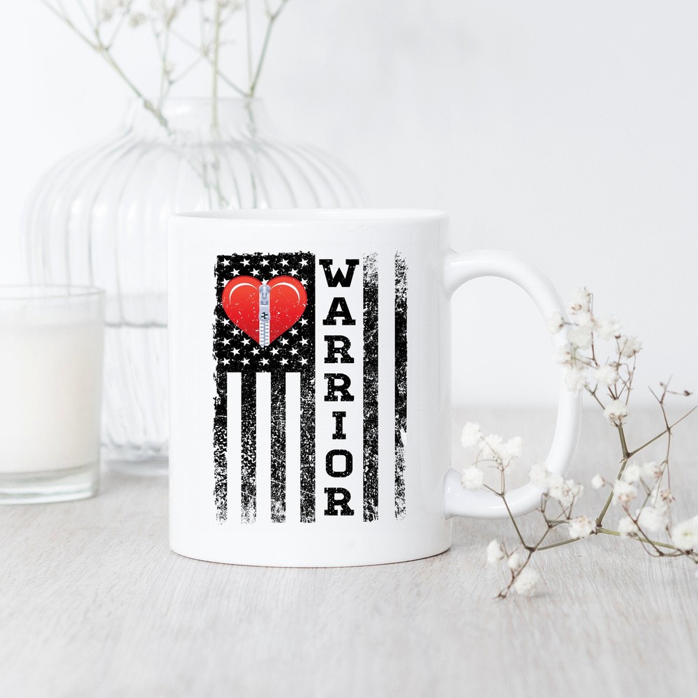 Open Heart Surgery Flag Mug Heart Disease Awareness Heart Warrior Gift Heart