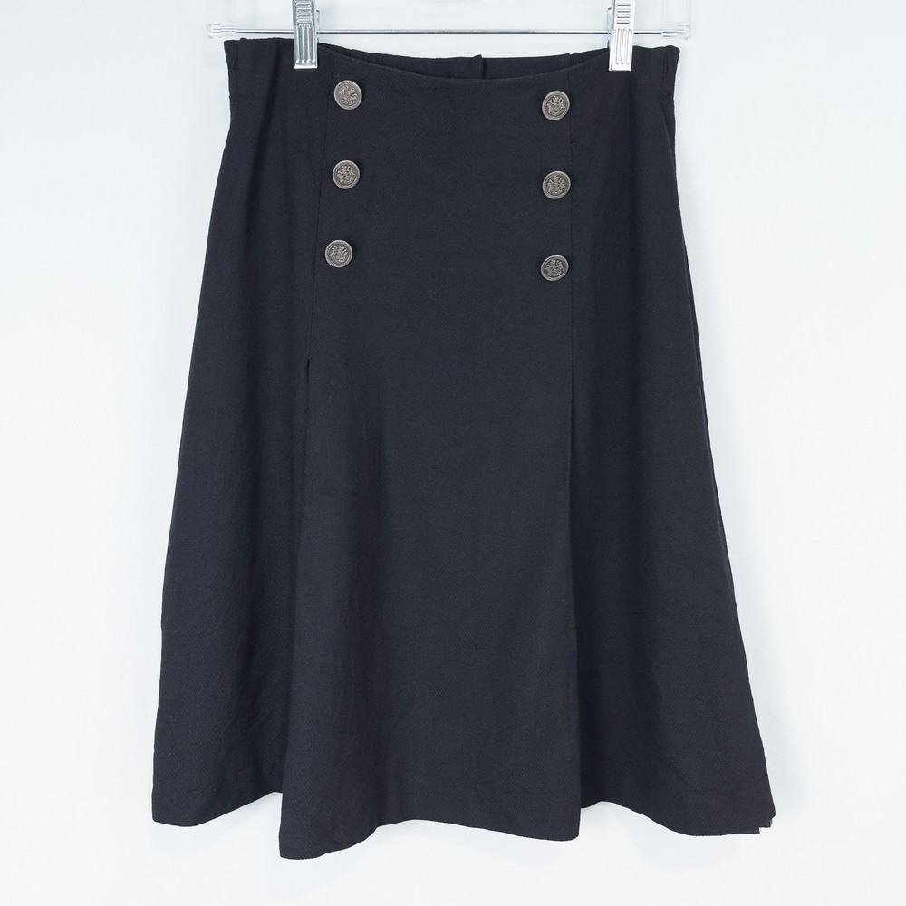 Vintage Pleated Sailor Skirt Nautical Preppy Academia Old Money Black Petite 6