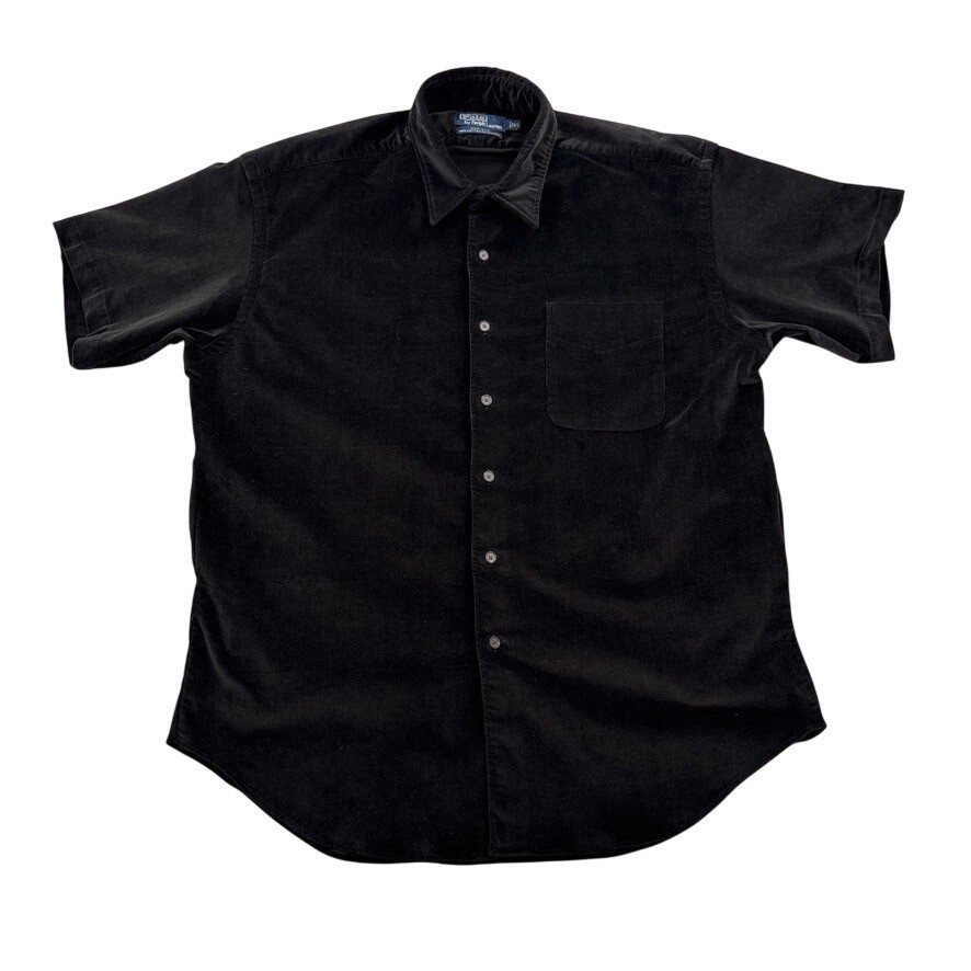 Vintage Polo Ralph Lauren Shirt Mens XL Black Shimmer Velvet Marlowe Side Pocket