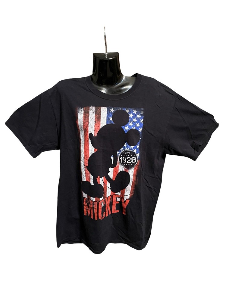 Disney Sz Large Mickey Mouse Silhouette Shadow Est 1928 Graphic Black T-Shirt