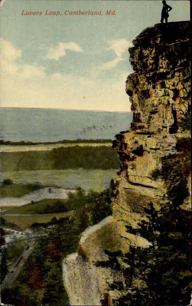 Lovers Leap ~ Cumberland Maryland ~ rock formation ~ dated 1916 vintage postcard