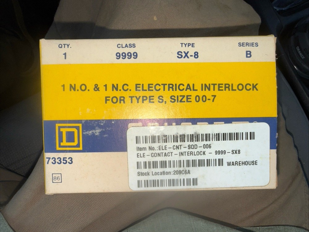 Nib Square D 9999Sx8 N.o. & N.c. Electrical Interlock Ser. B