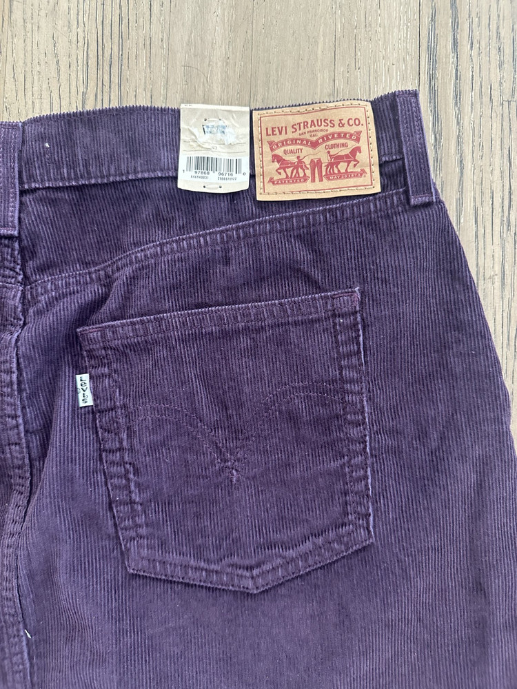 Levi's Icon Purple Corduroy Mini Skirt Size 33 Cotton Button Fly Retails $59 NWT