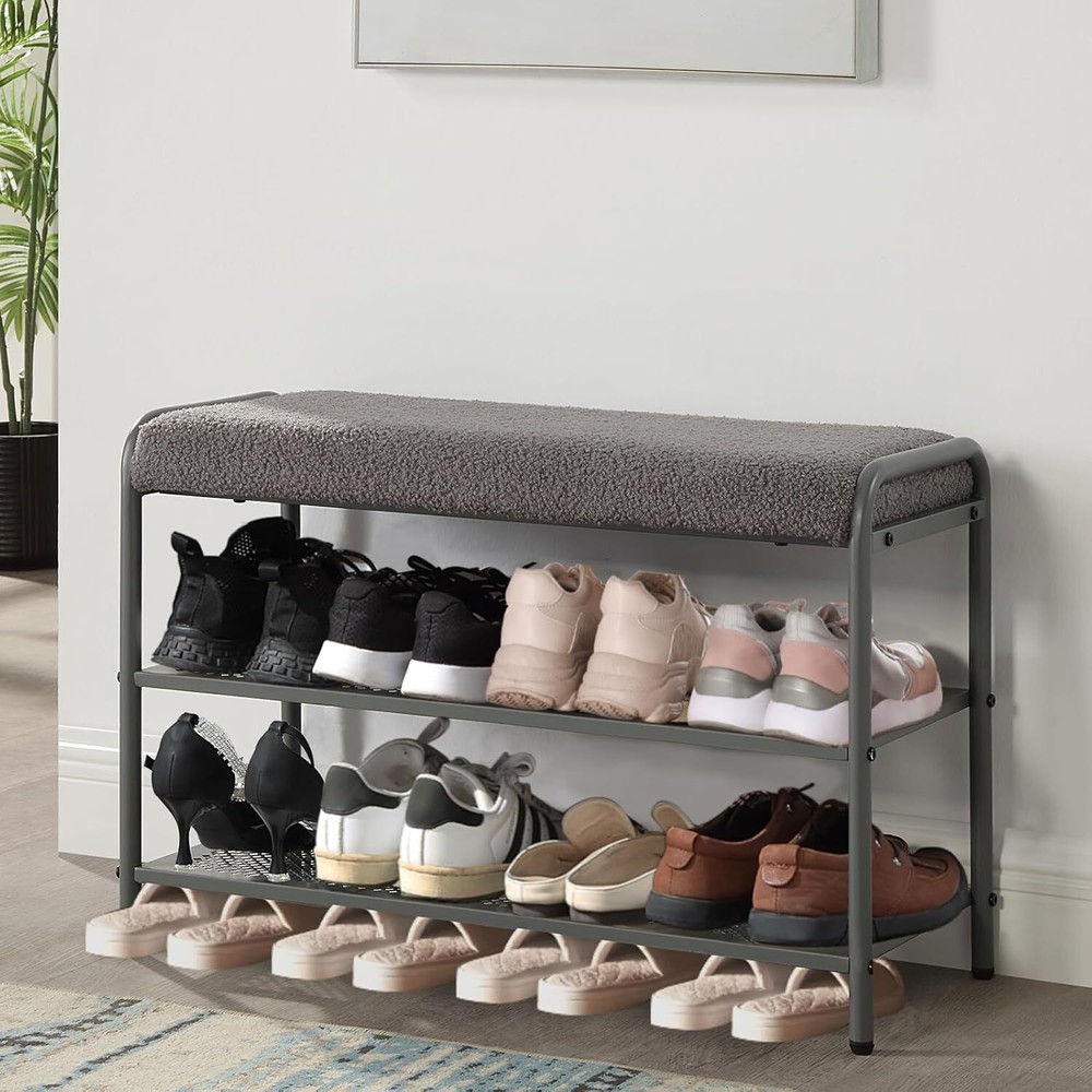 3-Tier Shoe Rack Bench with Storage Organizer