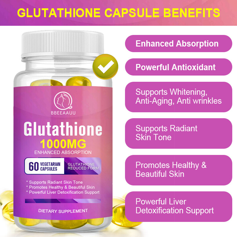 1000MG Glutathione Capsules for Anti-Aging and Skin Brightening Whitening