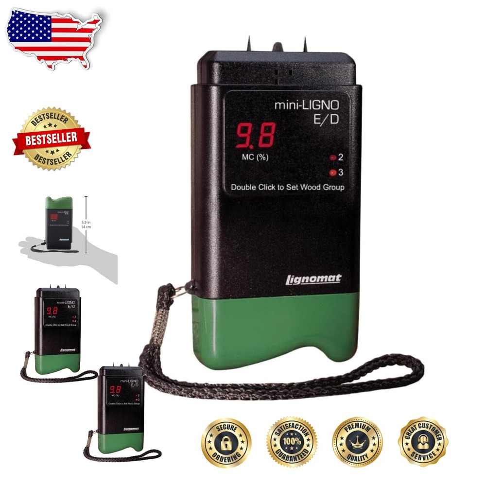 Accurate Mini-Ligno E/D Moisture Meter - Wide Range 6%-45% for Wood Applications-image