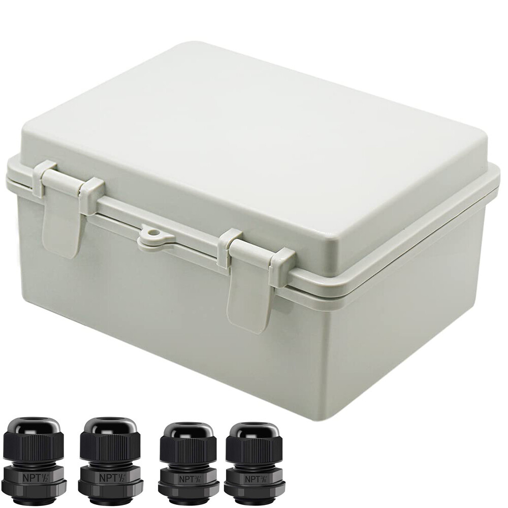Electrical Enclosure Box ABS Waterproof Project Case w/ NPT3/8 &1/2 Cable Glands-image