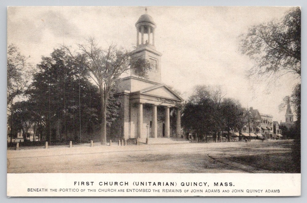 First Church Unitarian Quincy MA John Adams Tomb Postcard 1907-1917
