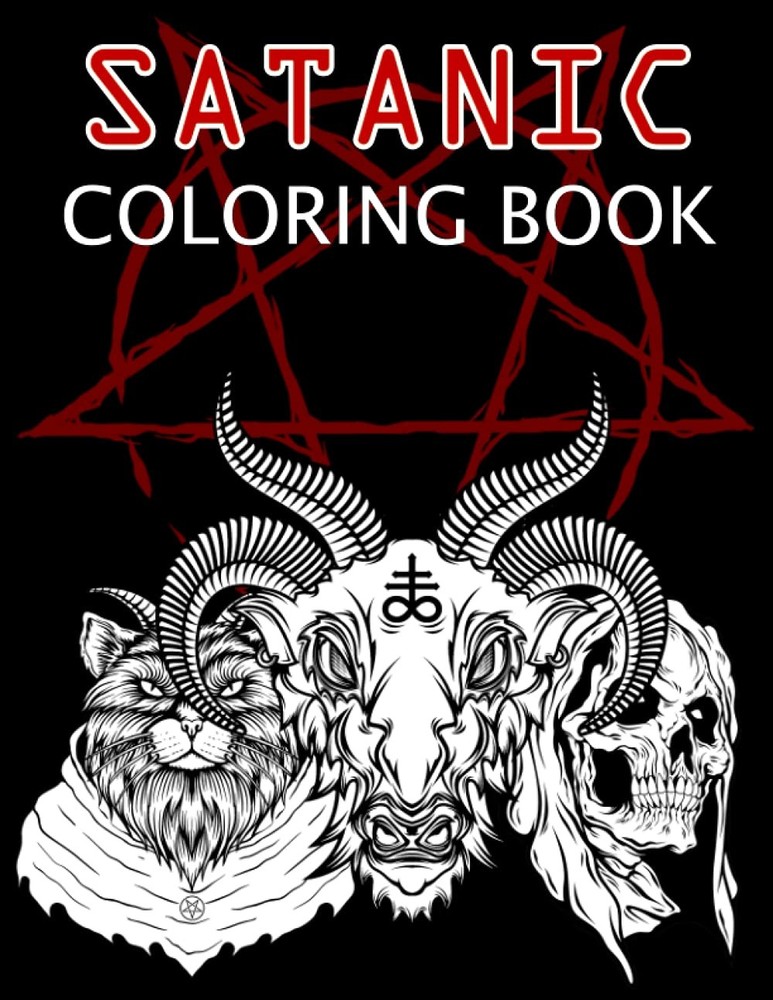 Satanic Coloring Book: Baphomet, Ouroboros, Lucifer, Black Goat, Witches, Antich