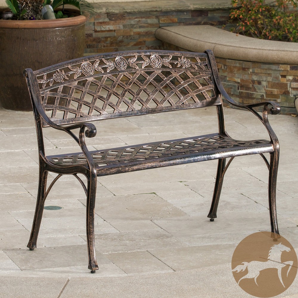 Tahoe Cast Aluminum Outdoor Bench - Weather Resistant Garden Seating