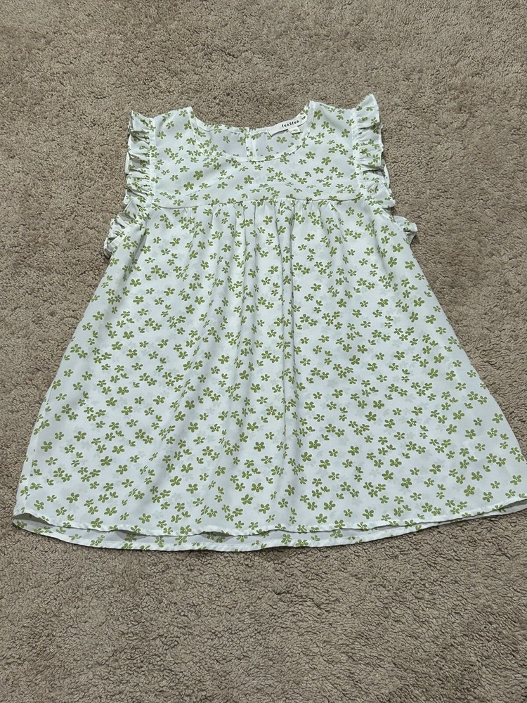 Fun 2 Fun Womens Shirt Petite Size XS Multicolor Floral Print Ruffle Flowy