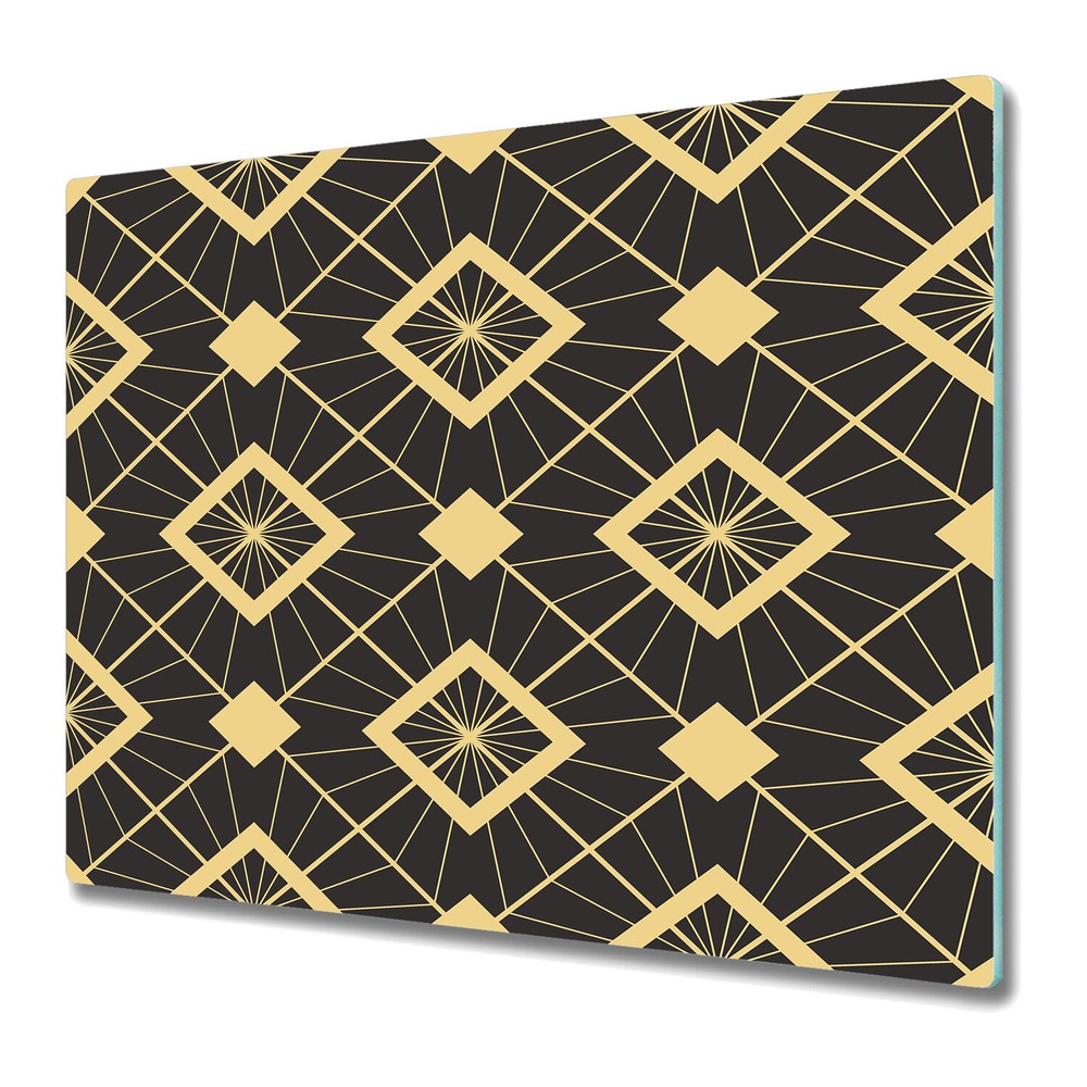 Glass Surface Protector Worktop saver Abstract art deco grey and yellow art