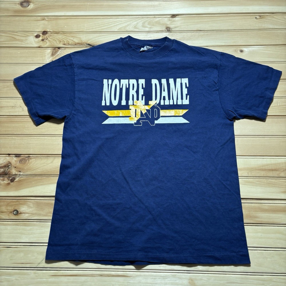 Vintage 90s Champion Notre Dame Fightin Irish College Football Shirt Size Large