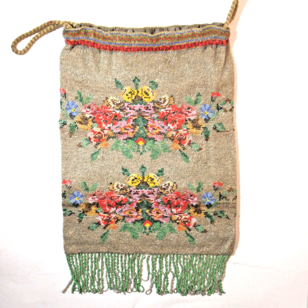 Antique Vintage Micro Beaded Purse Reticule - SELLER PAYS US TARIFFS