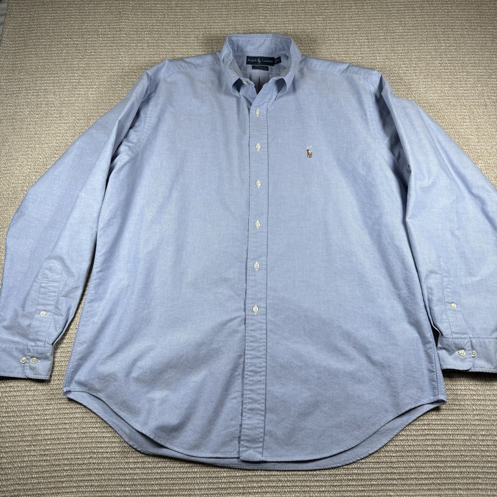 Polo Ralph Lauren Yarmouth Oxford Shirt Blue Button Down XL Mens 17 36/37