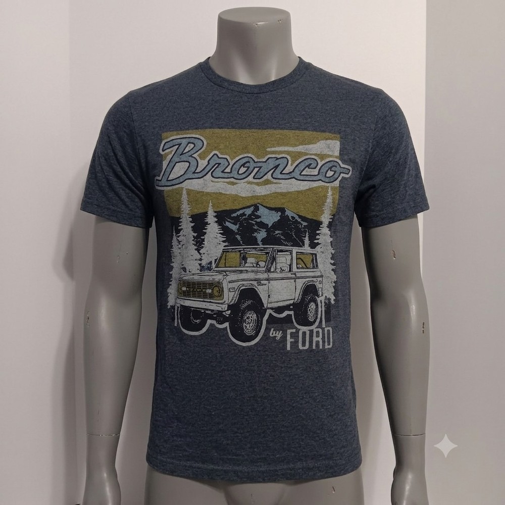 Officially Licensed Ford Bronco Men's Graphic T-Shirt Size S Heather Gray/blue