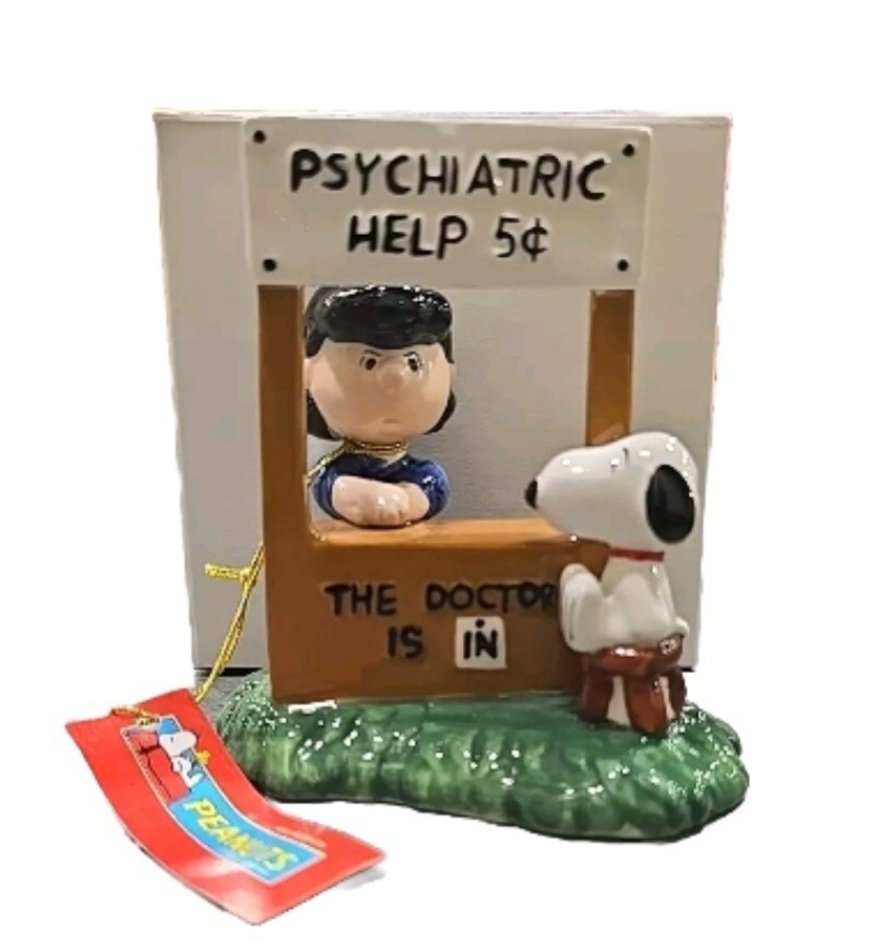Vintage Peanuts Snoopy Lucy Psychiatric Help Retired Ceramic Westland Rare #18228
