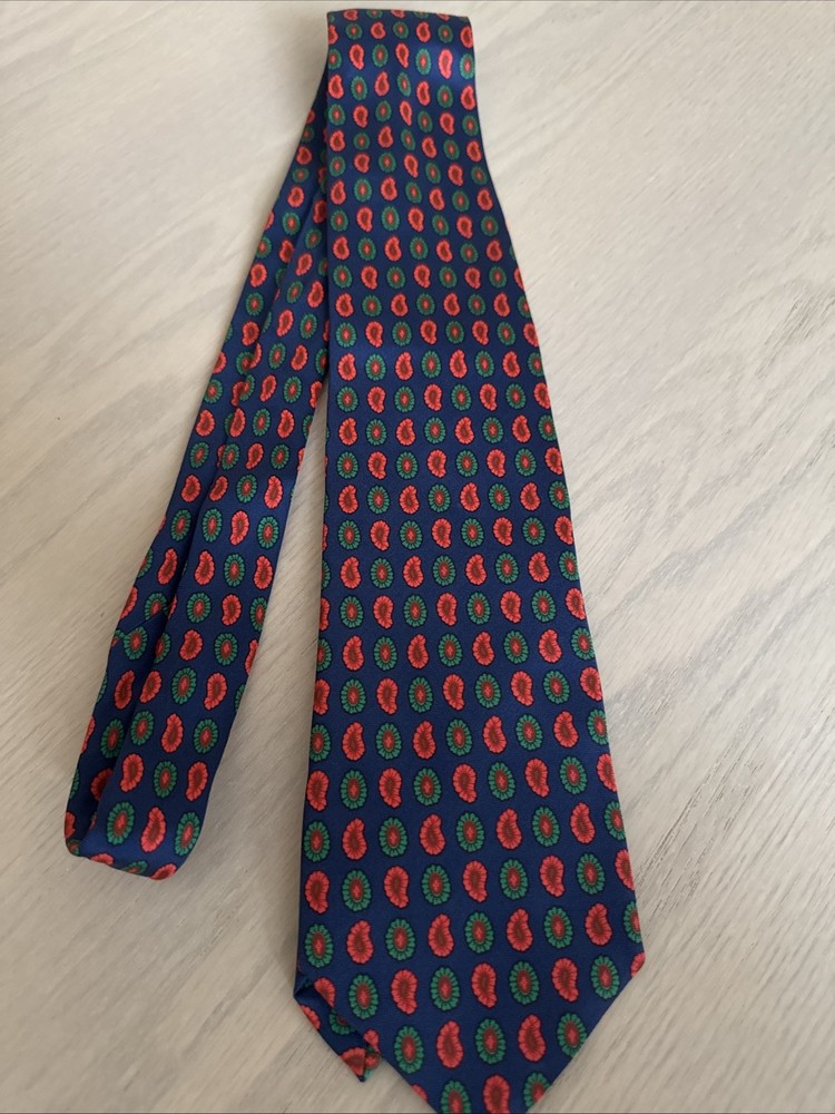 J. Press Men's Silk Navy Paisley Tie Made In Italy 3.25x60