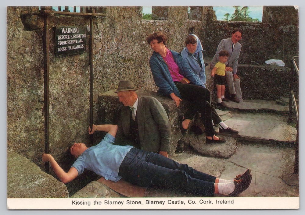 Postcard Kissing the Blarney Stone Blarney Castle Co. Cork Ireland